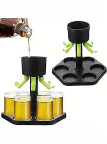 SHEIN 1pc 6 Shot Glass Dispenser hoàn hảo cho rượu vang, rượu whisky, bia và rượu mạnh, Wine Dispenser lý tưởng cho các bữa tiệc và trò chơi uống rượu (không bao gồm ly rượu vang) - màu đen - Xem 1