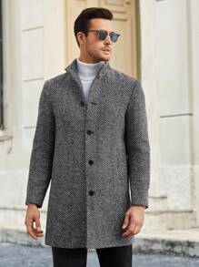 Manfinity VCAY Hombres Abrigo con botón - Gris - Ver 4