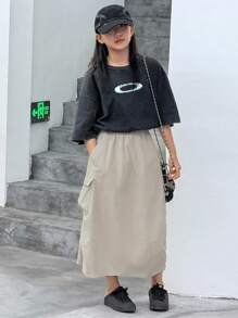 Dazy Kids 秋季女童半身裙 - 淺灰色 - 查看 3