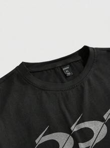 ROMWE MEN ROMWE Avant Herren Lässig T-Shirt mit Buchstabe Muster, Rundhalsausschnitt, Kurzarm, Sommer