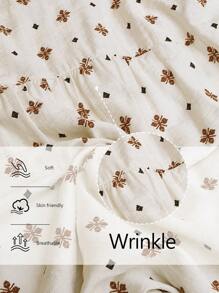 LanaWest New Women Short Sleeve Button Down Western Bohemian Style Casual Everyday Versatile Blouse - Apricot - View 6