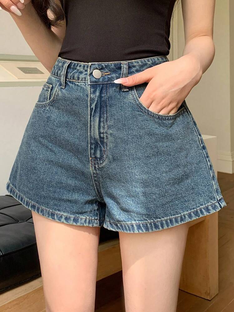 Women's Washed Korean Style Denim Shorts