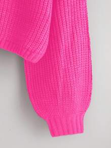 Franclia Women's Casual Everyday Simple Solid Color Round Neck Drop Shoulder Sweater Knit Pullover Fall Winter