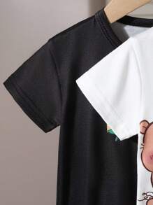 2pcs Baby Boy's Lightweight Romper, Cute Cartoon Print Short Sleeve Jumpsuit, Summer Outfit - Multicolor - View 4