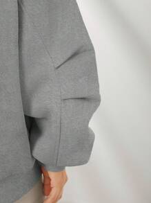 WESTFADE Áo hoodie dài tay có khóa kéo cỡ lớn mùa hè bằng vải nỉ - Xám - Xem 4