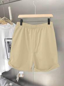 Claim Dot Men's Letter Striped Drawstring Waist Pocket Casual Shorts, Suitable For Casual Sports, Commuting, Back To School, Vacation, Ideal Gift For Boyfriend/Husband