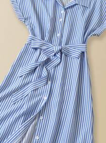 EMERY ROSE Women Striped Batwing Sleeve Casual Midi Shirt Dress