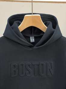 SHEIN Tween Boy Casual Hoodie Sweatshirt With Oversized Letter & Graphic Print, Loose Fit, Suitable For Spring, Summer, Autumn, Winter Outdoor, School, Street, Party And Home Leisure, Boys Hoodie, Teen Hoodie, Navy Blue Hoodie Fall