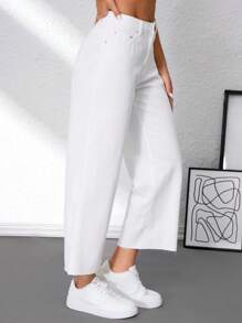 SHEIN Tall Women's All White 7/8 Straight Leg Jeans Business Casual Outfits Women Office Outfits For Women Fall Women Jeans
