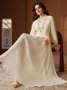 Anewsta Women's Long Formal Elegant Party Evening Dress - Apricot - View 2