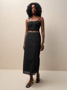 Zolique Women's Top Lace Patchwork Slim Fit Summer Date Concert Sexy Top - Black - View 4