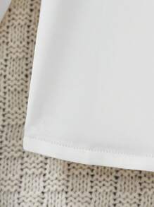 女童简约优雅甜美白色纯色蕾丝拼布衬衫 - 白色 - 查看 7