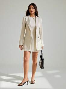 SHEIN Tall 女式两件套复古优雅连衣裙西装外套套装休闲装女式夏季服装两件套女式度假服装白色连衣裙女式白色连衣裙两件套女士白色上衣商务休闲女式婚礼宾客礼服女式复活节夏装女式春季服装女式套装女式两件套复活节连衣裙女式生日服装女式春假服装女式优雅连衣裙女式办公室服装 - 杏色 - 查看 5