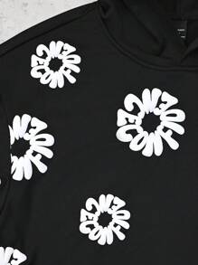 Manfinity Streetrush Sudadera casual con capucha de manga larga para hombre con aplicación de parche floral