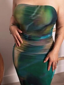 Lupita Cardoza Váy Maxi Ống Xẻ Đùi Ruched Tie Dye Trang Phục Cho Nữ - Nhiều màu - Xem 3