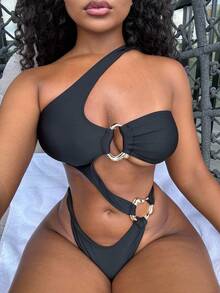 Alexandranx Traje de baño de una pieza con calado para vacaciones de playa de moda en verano