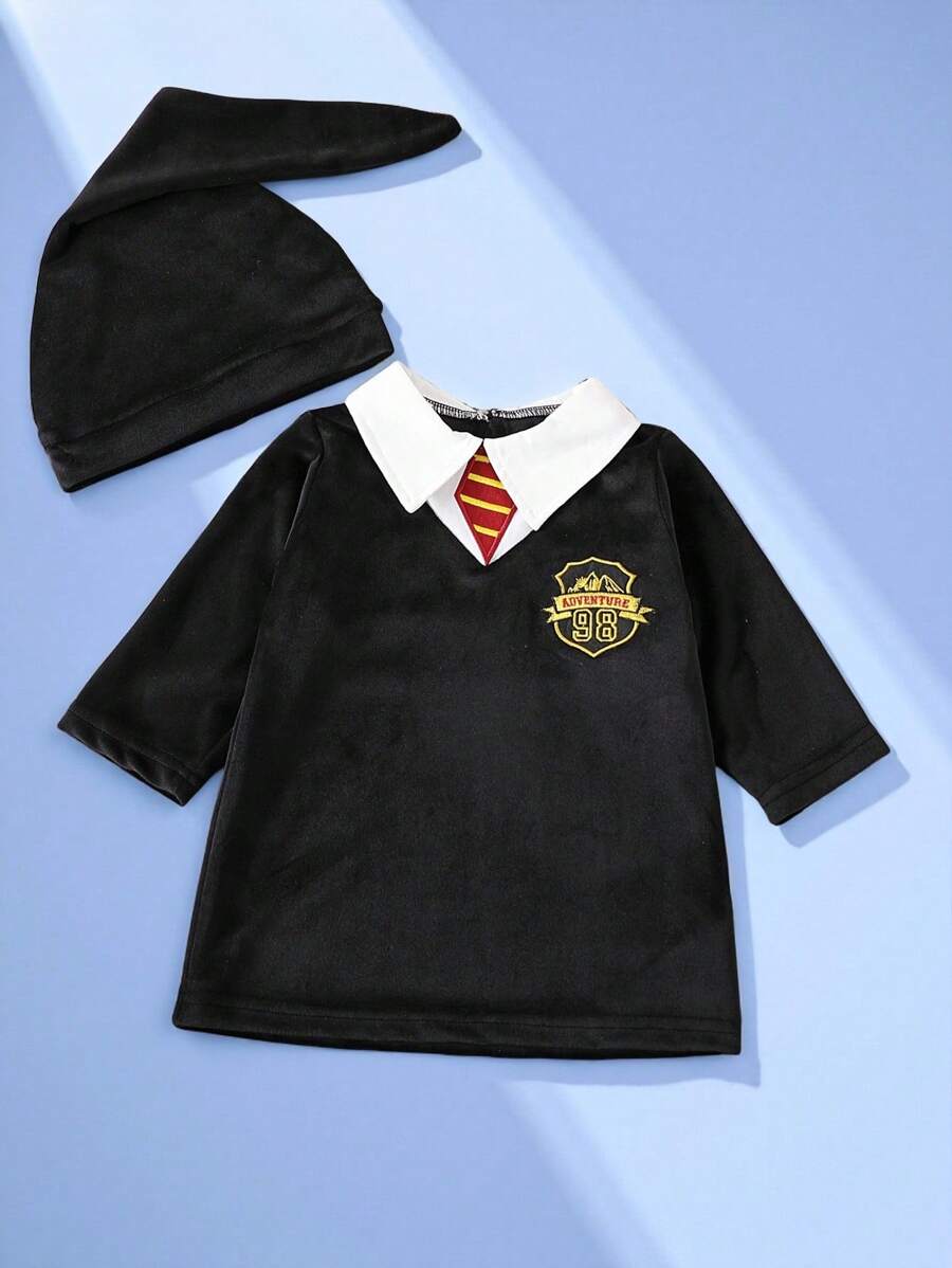 SHEIN Playful Pals Baby Boy Långärmad Wizard-dräkt, moderiktig klädsel som lämpar sig för scenuppträdande, Halloween-festkläder
