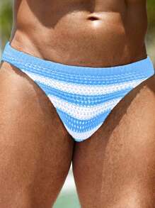 Manfinity Swimmode Costume da bagno a pantaloncino da uomo a righe color block, adatto per vacanze estive in spiaggia