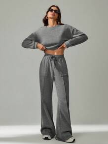 SHEIN Tall 春夏新品音乐节、复活节、纳什维尔、生日派对、毕业典礼、学生休闲装、日常出游、多功能、休闲、度假、邮轮、海滩、日光浴、街头服饰、雪花印花、宽松运动服、2 件套