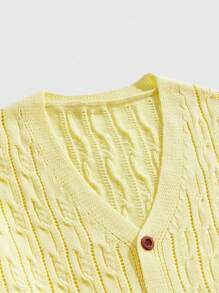 ROMWE MEN Prep Cárdigan casual de punto de manga larga y abotonadura sencilla para hombre, detalles de diseño, otoño