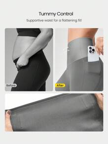 GLOWMODE 28" CoreHold FeatherFit™-Sculpt Weit & Flexibel Rutschfester Sitz Korselett Bauchkontrolle Nahtlos Weite Leggings Mit Seitentaschen Mittlere Belastbarkeit Workout Joggen Fitness Training