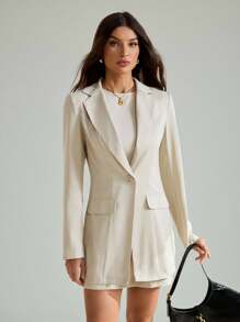 SHEIN Tall 女式两件套复古优雅连衣裙西装外套套装休闲装女式夏季服装两件套女式度假服装白色连衣裙女式白色连衣裙两件套女士白色上衣商务休闲女式婚礼宾客礼服女式复活节夏装女式春季服装女式套装女式两件套复活节连衣裙女式生日服装女式春假服装女式优雅连衣裙女式办公室服装 - 杏色 - 查看 6