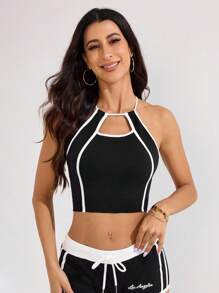 Dewbera Dewbera Regata sem costura de alta elasticidade para esportes, ioga e fitness - Preto - Ver 3