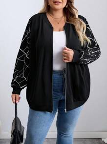 SHEIN CURVE+ 大尺碼秋季衣物 秋冬衣物 冬季衣物 冬季大尺碼飛行夾克 2026 22W - 彩色 - 查看 3