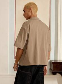 Manfinity VCAY Men's Summer Heart Embroidery Single-Breasted Casual Shirt