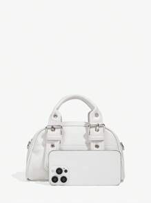 SHEIN BAE 女士时尚可调节带扣设计手提包 - 白色 - 查看 6