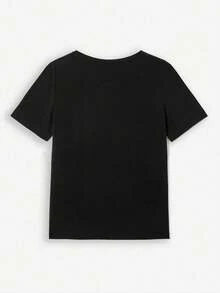 INAWLY Casual Summer Sun Print Short Sleeve T-Shirt - Black - View 2
