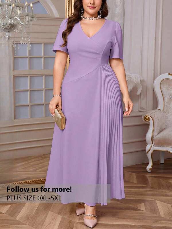 Firerie Vestido mini primaveral/veraniego elegante para mujer de talla grande, casual, con pliegues, suelto, elástico y apropiado para salir de noche