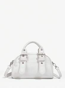 SHEIN BAE 女士时尚可调节带扣设计手提包 - 白色 - 查看 3