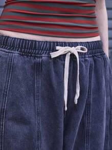COUREZ Jeans a palloncino oversize con vita elasticizzata e lavaggio antracite, in cotone vintage stile Y2K