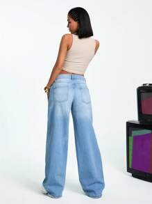 EURMUSE Jeans amples à taille basse, avec poches, style ample et décontracté, polyvalents pour les femmes