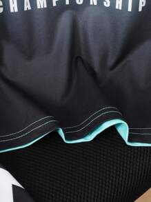 SHEIN 2件套青少年男童运动休闲美式字母印花针织套装 - 淺藍色 - 查看 6