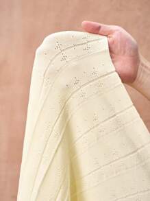 Zivah 纯色褶皱镂空修身优雅无袖针织连衣裙 - 杏色 - 查看 10