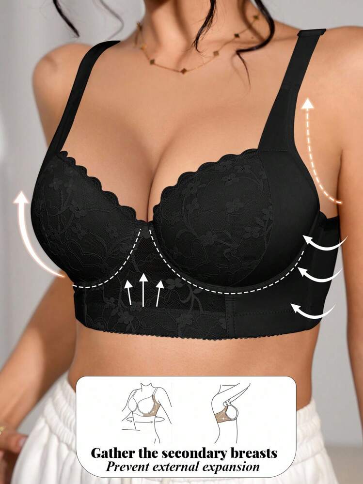 DesireSculpt Set de 2 sujetadores levantadores y moldeadores de encaje suave y cómodo con soporte de alambre y tirantes anchos para mujeres - Multicolor - Añade 5