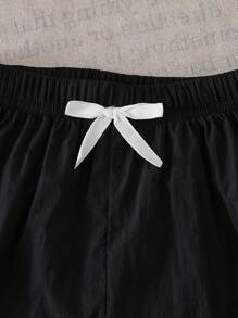 Genkimix Kids Pantalones cortos deportivos anchos de estilo suelto con parches de encaje, versión coreana de moda casual para niñas preadolescentes en verano