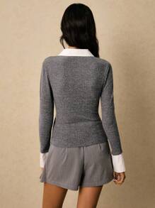 Poéselle 女士休闲通勤拼色二合一上衣