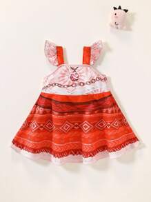 SHEIN Vestido de princesa con volantes en las mangas para bebé niña recién nacida, adecuado para fiestas de cumpleaños, primavera y verano - Multicolor - Ver 1