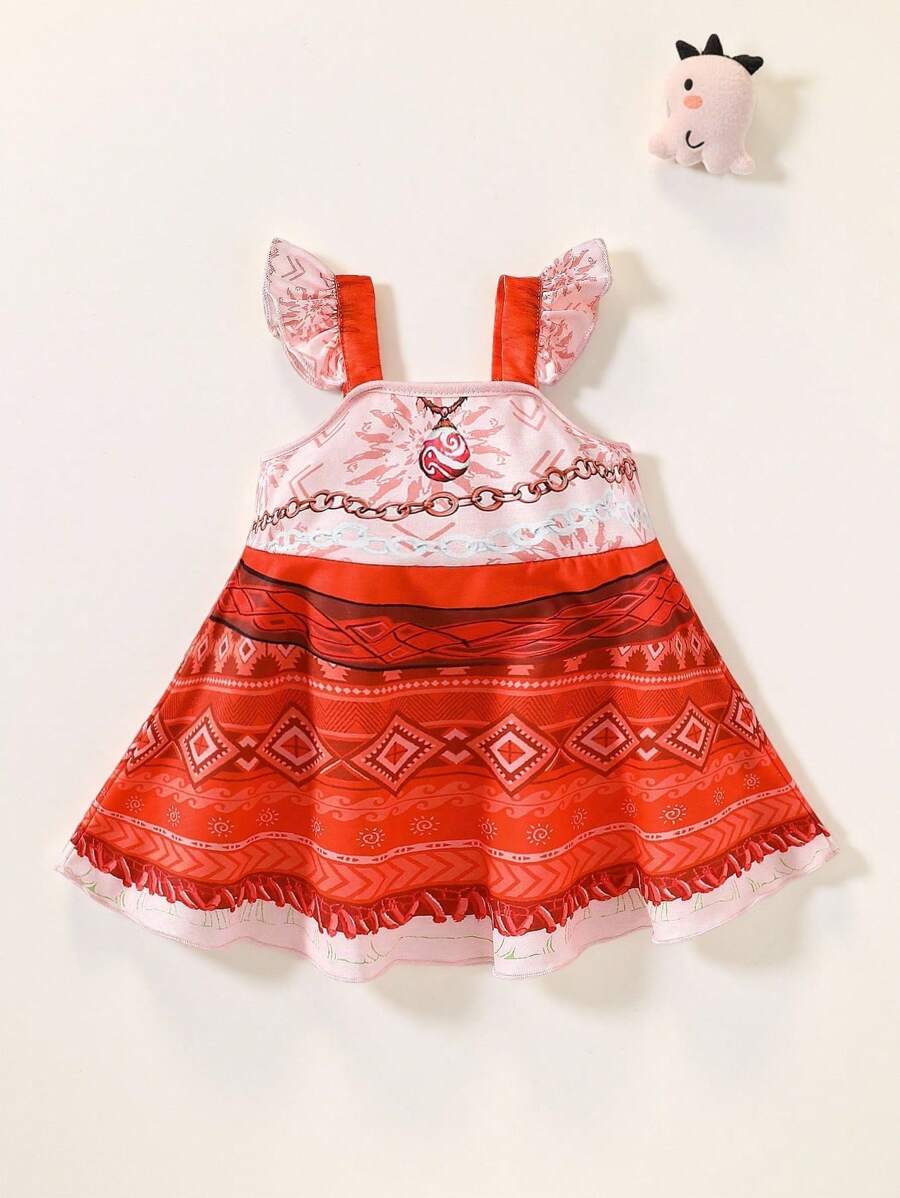 SHEIN Vestido de princesa con volantes en las mangas para bebé niña recién nacida, adecuado para fiestas de cumpleaños, primavera y verano - Multicolor - Ver 1