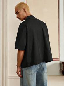 Manfinity VCAY Men's Summer Heart Embroidery Single-Breasted Casual Shirt