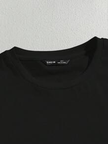 Manfinity BRENVOR Men Solid Round Neck Tee, Summer, Couple Things - Black - View 3