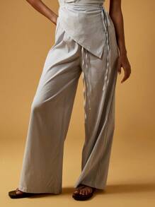MISSGUIDED Elegant Striped One Shoulder Wrap Co-Ord Wide Leg Jumpsuit Resort Wear Summer Vacation Beach Party Evening Occasion Wear Contemporary Design