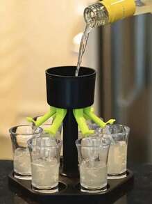 SHEIN 1pc 6 Shot Glass Dispenser hoàn hảo cho rượu vang, rượu whisky, bia và rượu mạnh, Wine Dispenser lý tưởng cho các bữa tiệc và trò chơi uống rượu (không bao gồm ly rượu vang) - màu đen - Xem 5