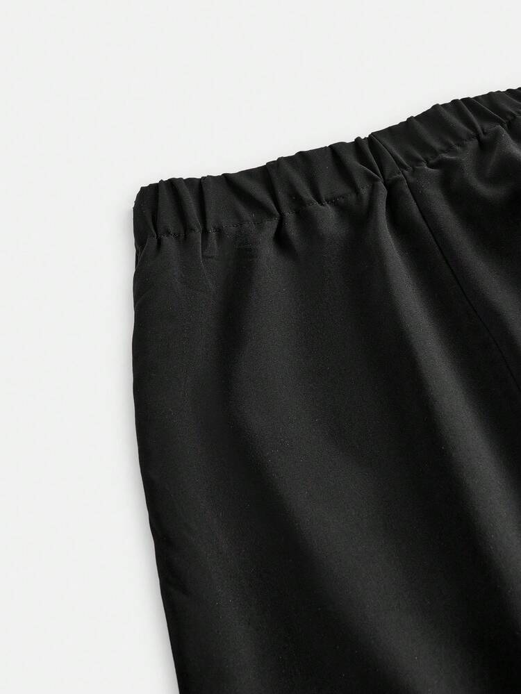 SHEIN Maija 2025 Autumn/Winter New Black Metal Buckle Decor Slit Hem Side Zipper Women's Skirt, Y2K Style, Elegant Romantic Casual Office Commute Suitable For Wedding Guest, Work, Airport, Beach, Concert, Party, Independence Day, Date, Back To School, Y2K Fashion