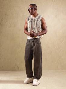 SUMWON Gilet in maglia pesante senza maniche, top casual a maglia traforata, capo di maglieria per l estate, strato di moda primaverile, abbigliamento casual, streetwear, adatto per vacanze e resort