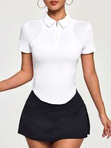 CourtClass Áo thun polo thể thao chạy bộ ngoài trời mới cho nữ - trắng - Xem 3