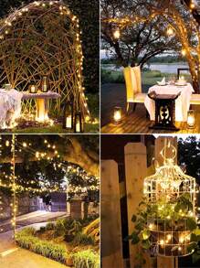 Luces solares LED para exterior, lámparas solares LED de alambre de cobre, luces solares de hadas, utilizadas para jardín/camping/boda/patio/terraza, decoración otoñal, decoración del hogar, decoración exterior